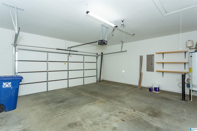 garage featuring a garage door opener and electric panel