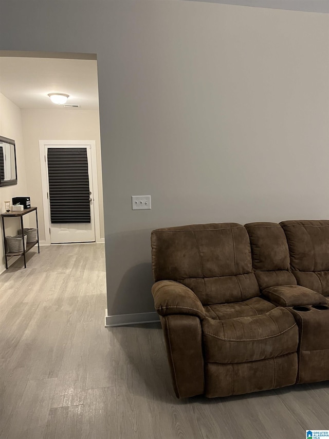 living room featuring light wood-type flooring