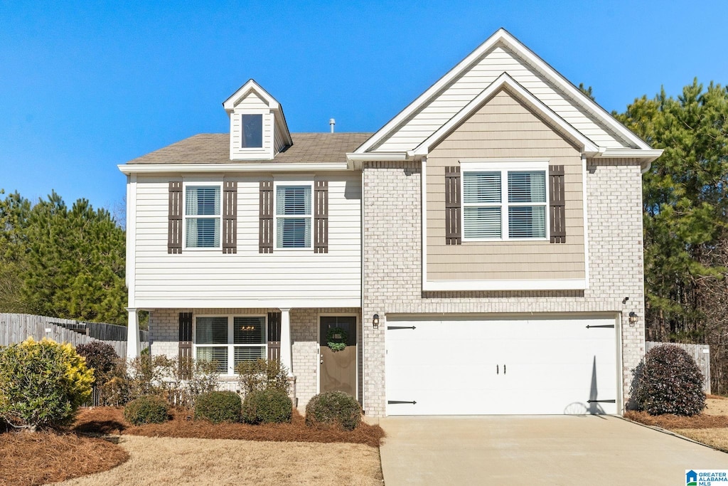 view of front of house with a garage