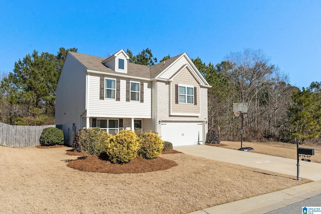 view of front of property with a garage