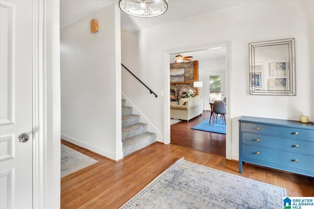 foyer with light hardwood / wood-style floors