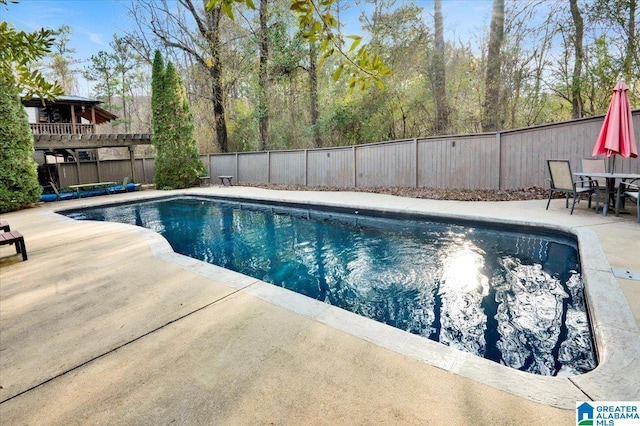 view of swimming pool featuring a patio area