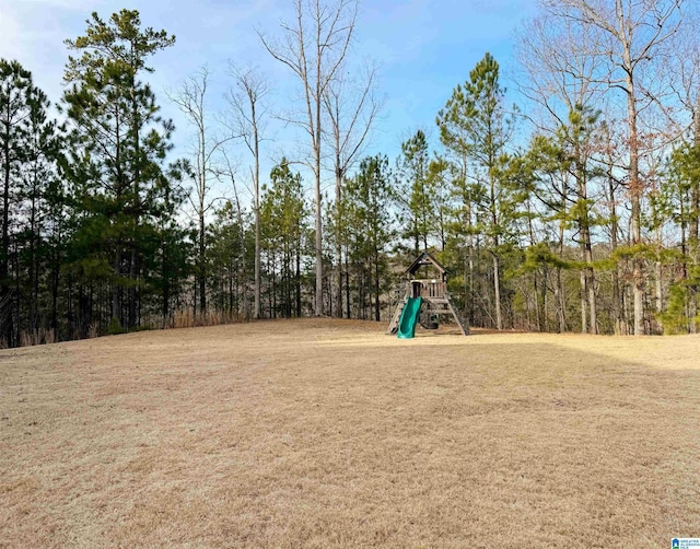 view of yard with a playground