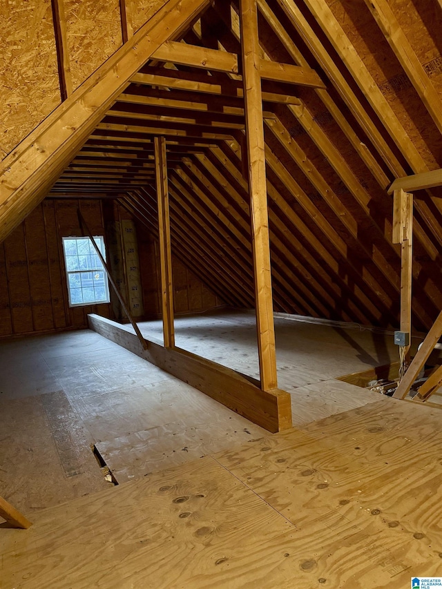 view of unfinished attic