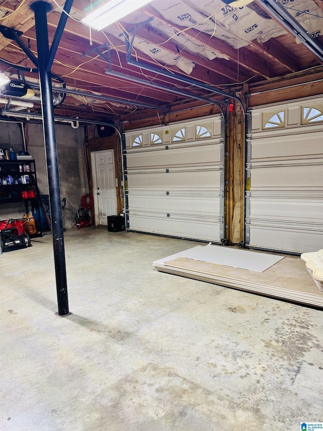 garage with a garage door opener