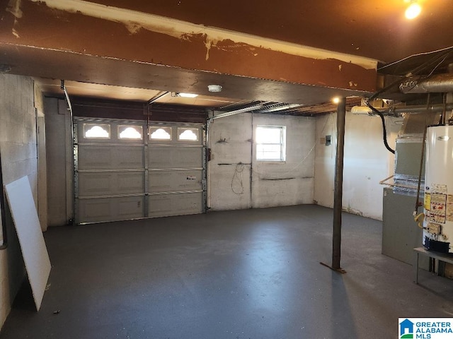 garage with gas water heater