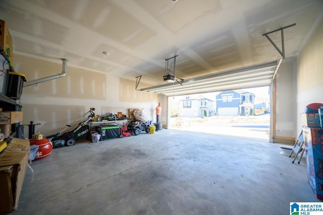 garage with a garage door opener