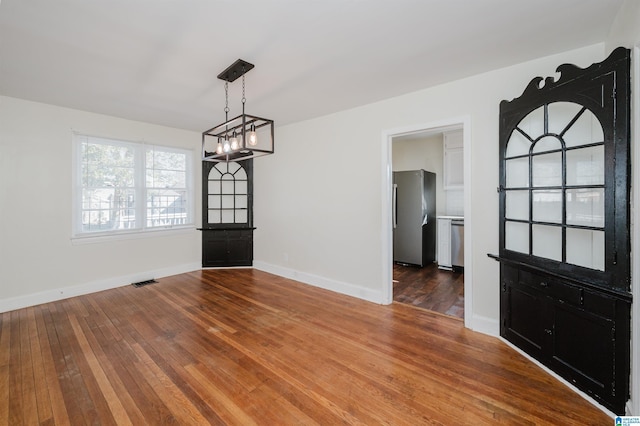 unfurnished dining area with wood-type flooring