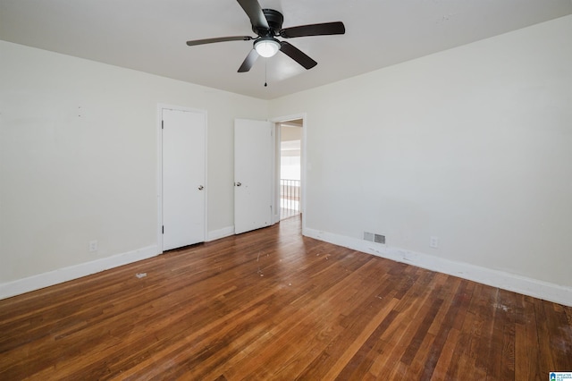 unfurnished room featuring hardwood / wood-style flooring and ceiling fan