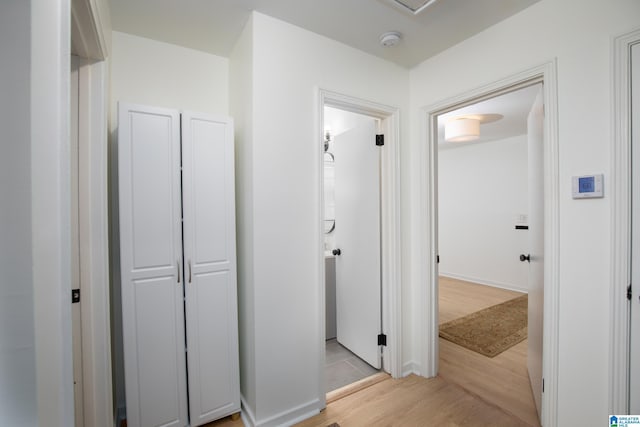 hall featuring light wood-type flooring