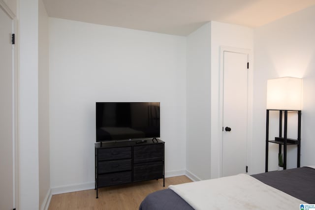 bedroom with light hardwood / wood-style flooring