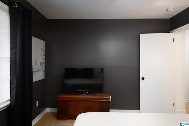 bedroom featuring light wood-type flooring