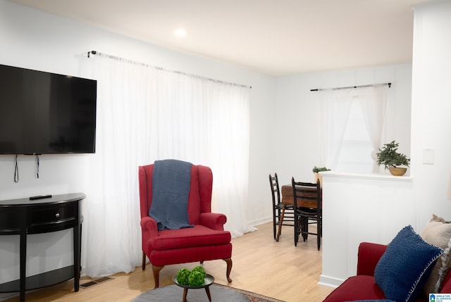 living room with light wood-type flooring