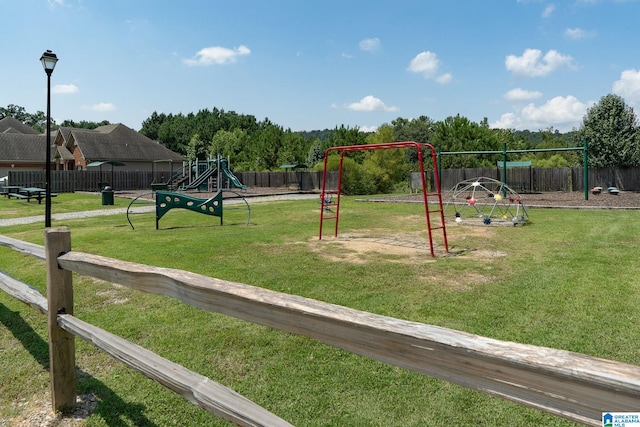 view of playground featuring a yard