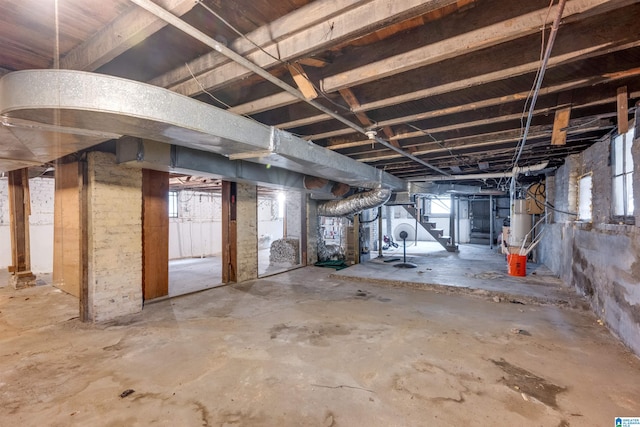 basement featuring water heater