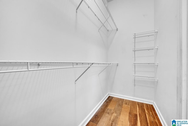 spacious closet featuring hardwood / wood-style floors