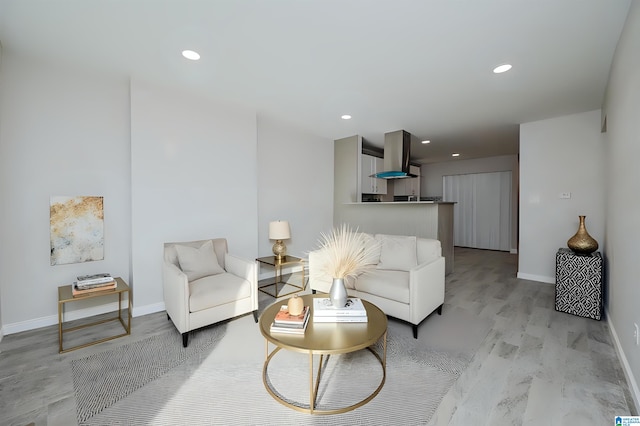 living room featuring light hardwood / wood-style floors