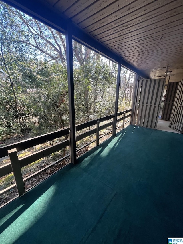 view of unfurnished sunroom