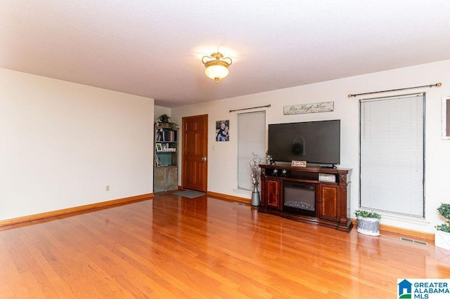 living room with hardwood / wood-style flooring