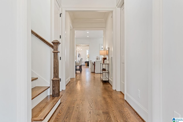 corridor featuring hardwood / wood-style flooring