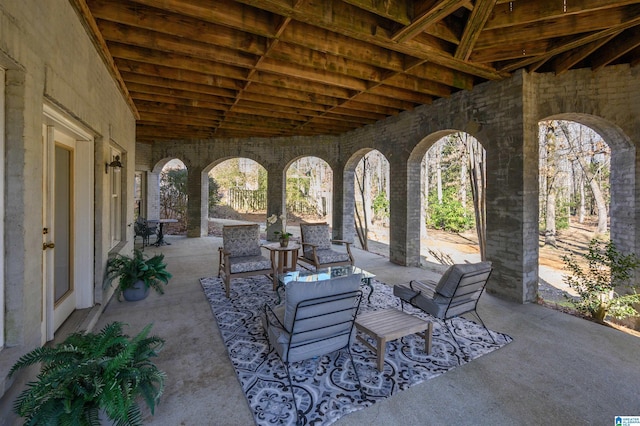 view of patio with an outdoor hangout area