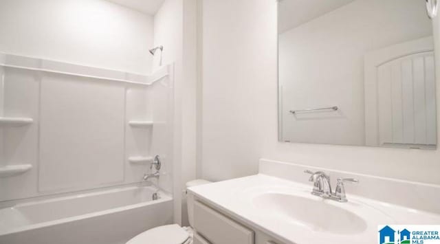 full bathroom featuring vanity, toilet, and shower / bathtub combination