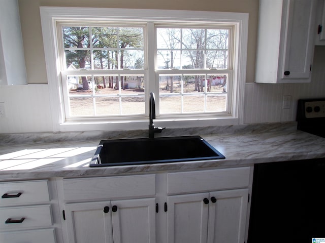 kitchen featuring sink, white cabinets, and plenty of natural light