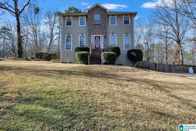 colonial house with a front lawn