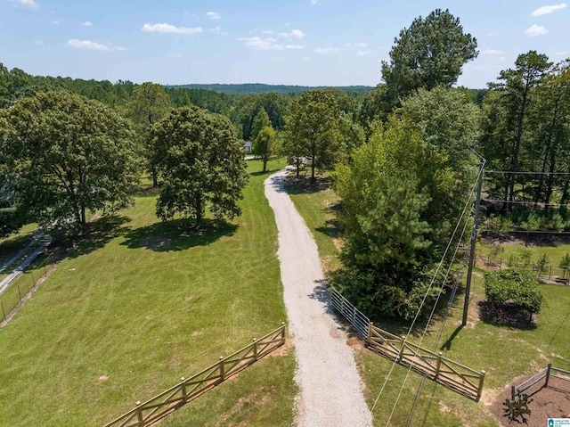 aerial view with a rural view