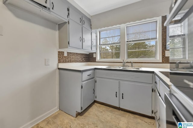 kitchen with sink and tasteful backsplash