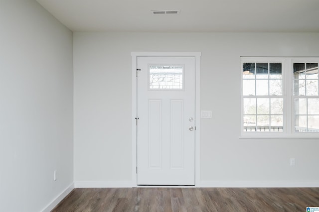 foyer entrance with hardwood / wood-style floors