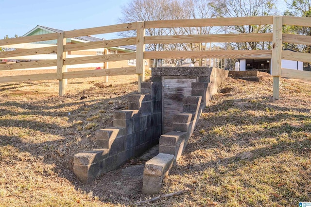 view of storm shelter