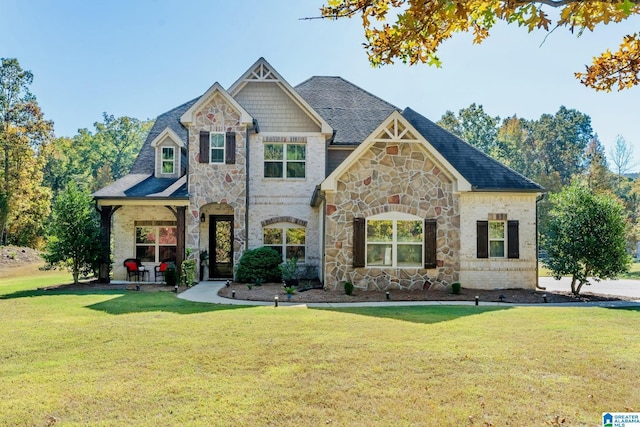 craftsman-style home featuring a front yard