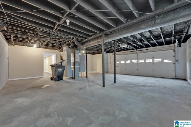 basement featuring water heater