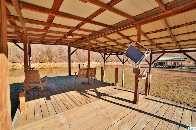 dock area featuring a water view