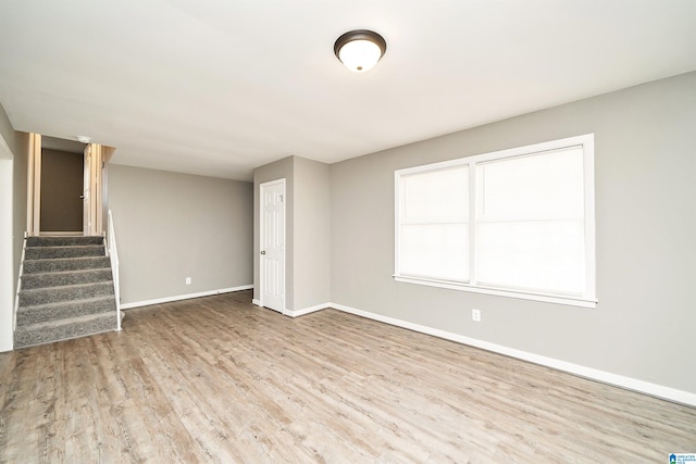 unfurnished living room featuring light hardwood / wood-style floors