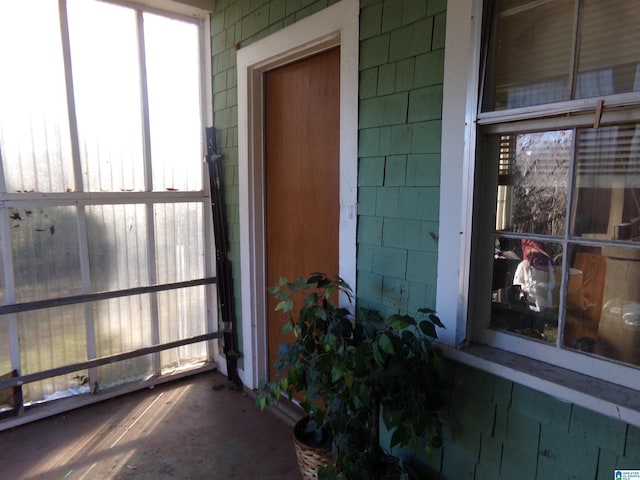 view of unfurnished sunroom