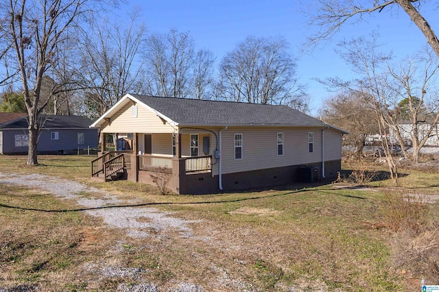 exterior space featuring covered porch and central AC unit