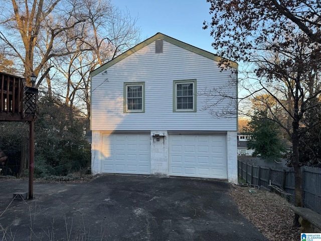 exterior space featuring a garage