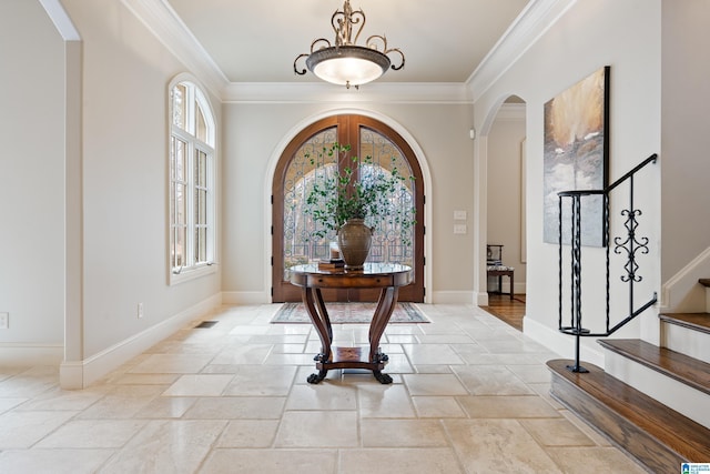 entrance foyer with ornamental molding