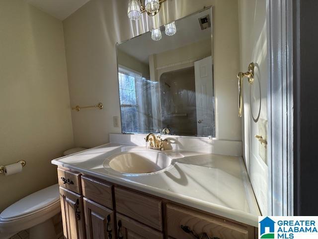 bathroom with toilet and vanity