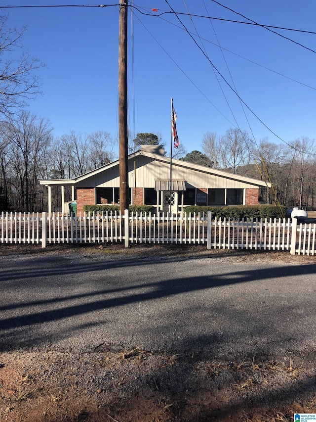 view of single story home