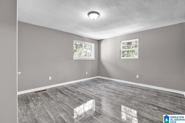 spare room with a wealth of natural light and a textured ceiling