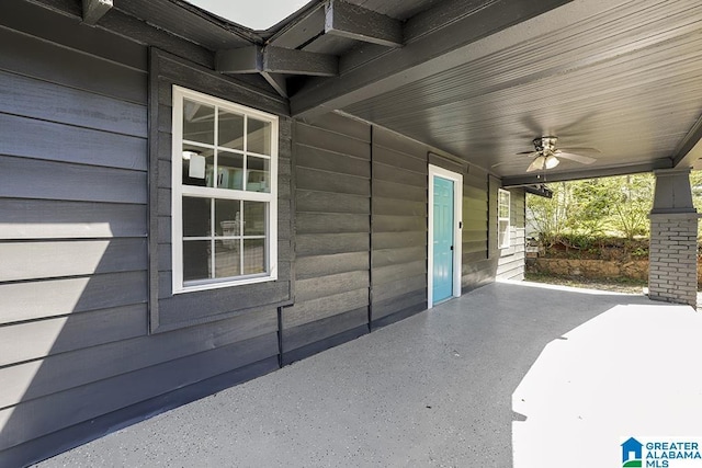 view of patio / terrace with ceiling fan