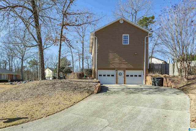 view of home's exterior with a garage