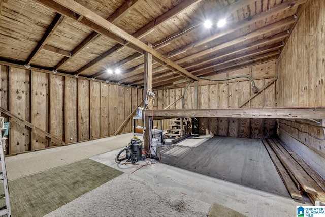 interior space featuring vaulted ceiling