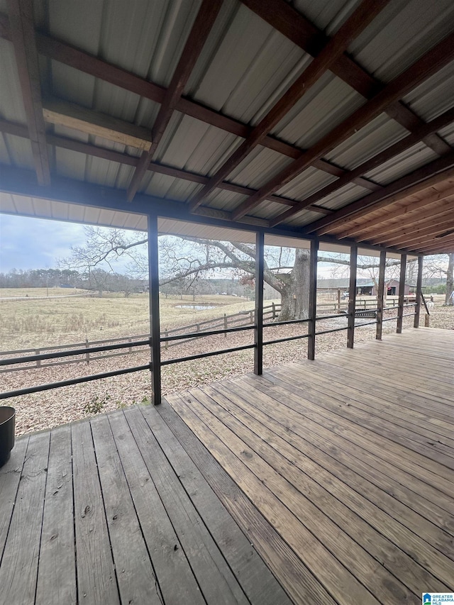 deck featuring a rural view