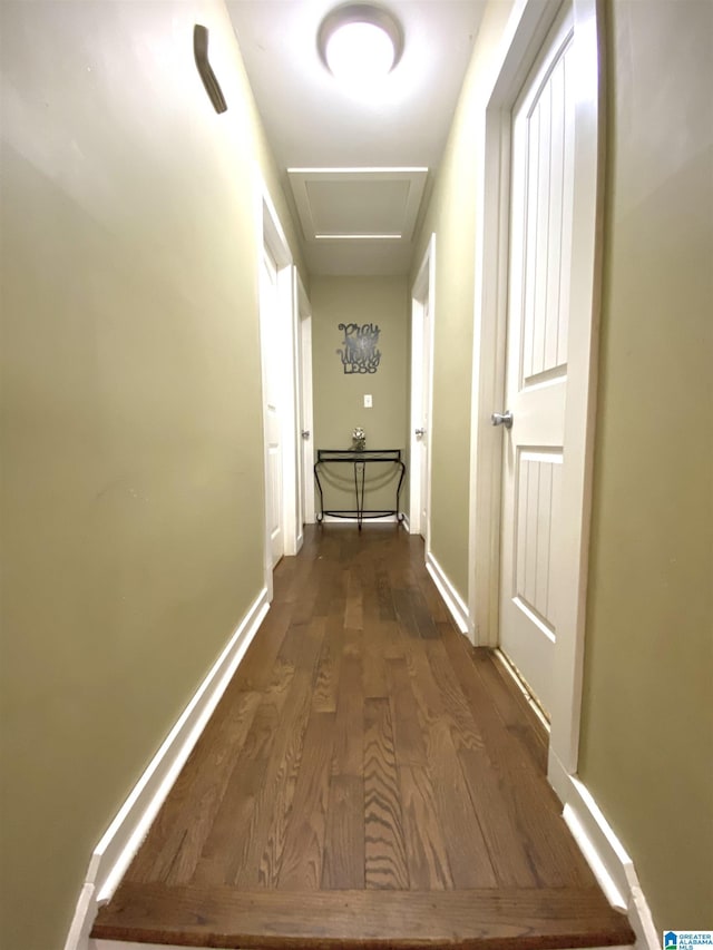 hall featuring dark hardwood / wood-style floors