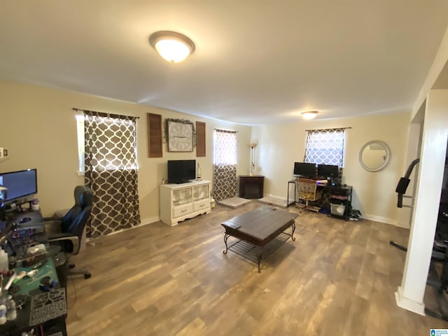 office area with hardwood / wood-style floors