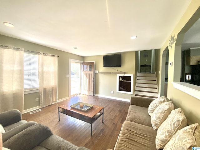 living room featuring hardwood / wood-style floors